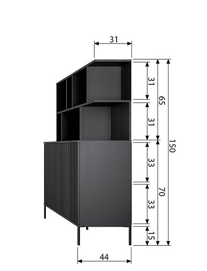 Wandschrank New Gravure aus Kiefer schwarz von woood &#9733; Kundenbewertung "Sehr gut" &#9733; 12&percnt; Neukundenrabatt &#9733; Schnell verschickt &#9733; car-Moebel.de